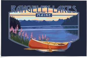 36x54 Inch Giclee Print, Rangeley Lakes, Maine, Canoe and Lake,