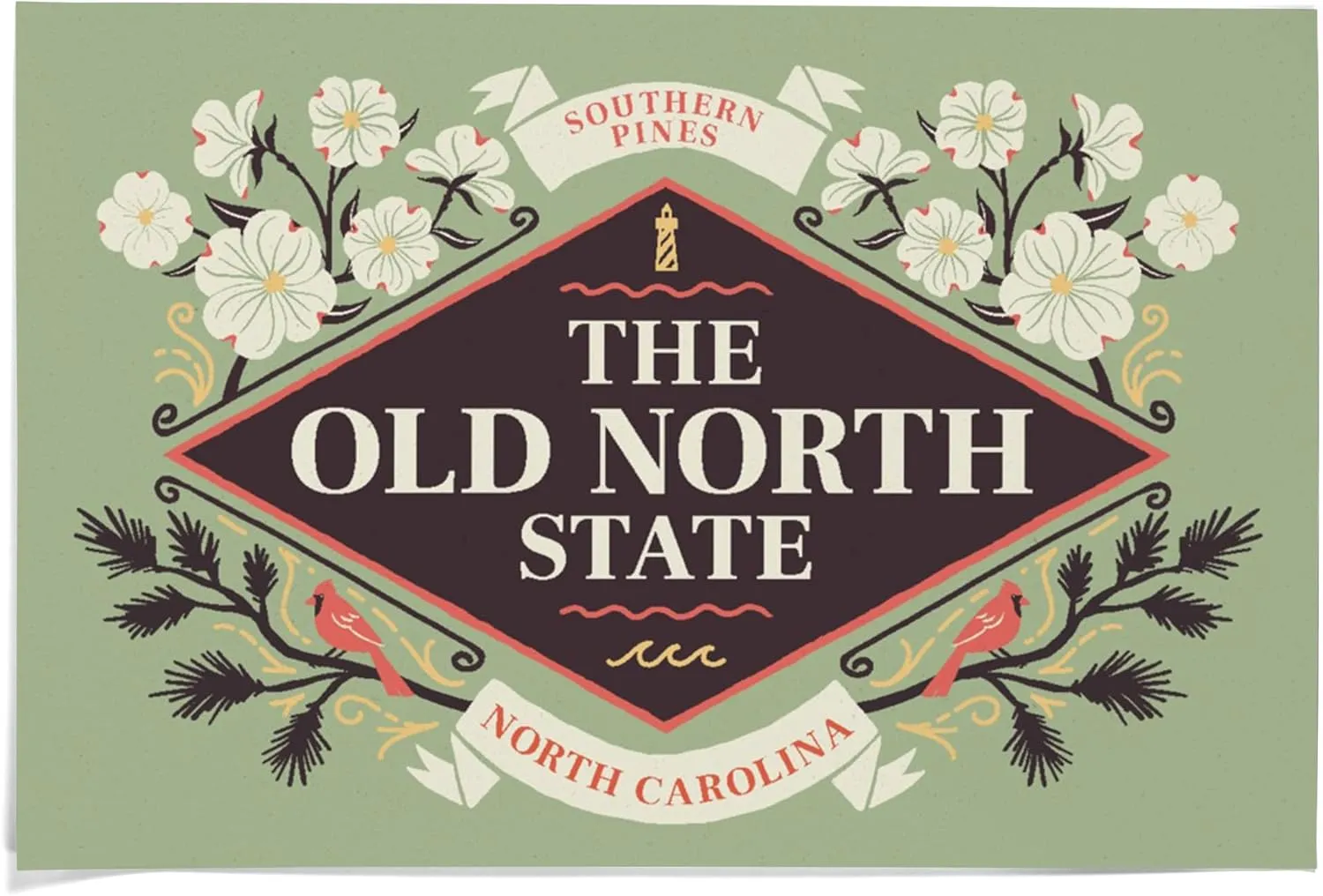 36x54 Inch Giclee Print, Southern Pines, North Carolina, State Motto Crest, State Series