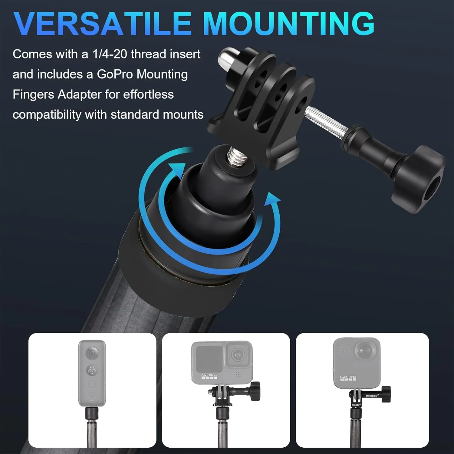 3m Extended Carbon Fiber Invisible Selfie Stick for Insta360 Insta 360 X5 X4/X3/ACE/ACE PRO/ACE PRO 2, ONE RS/X2/R/X, DJI OSMO Action 5/4/3/2 and GoPro Hero 13/12/11/10/9/MAX (14 to 118") (Black)