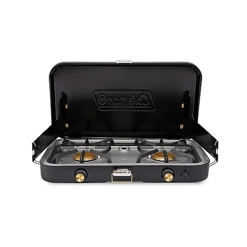 3n1 Propane Camping Stove w/ Matchless Lighting,Cast Iron Griddle & Grill Grates