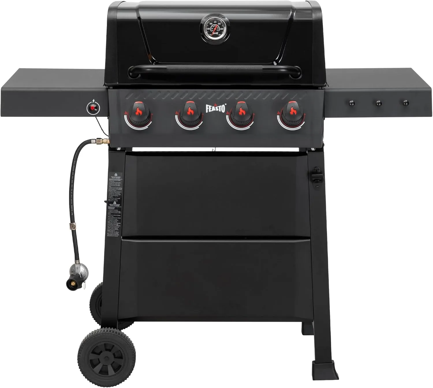 4-Burner Propane Gas Grill, Outdoor Grill with 2 Side Tables and Porcelain-Enameled Grates for Patio BBQ, 36000 BTU Powerful for Outdoor Cooking, Black - Perfect for Your Next Backyard BBQ