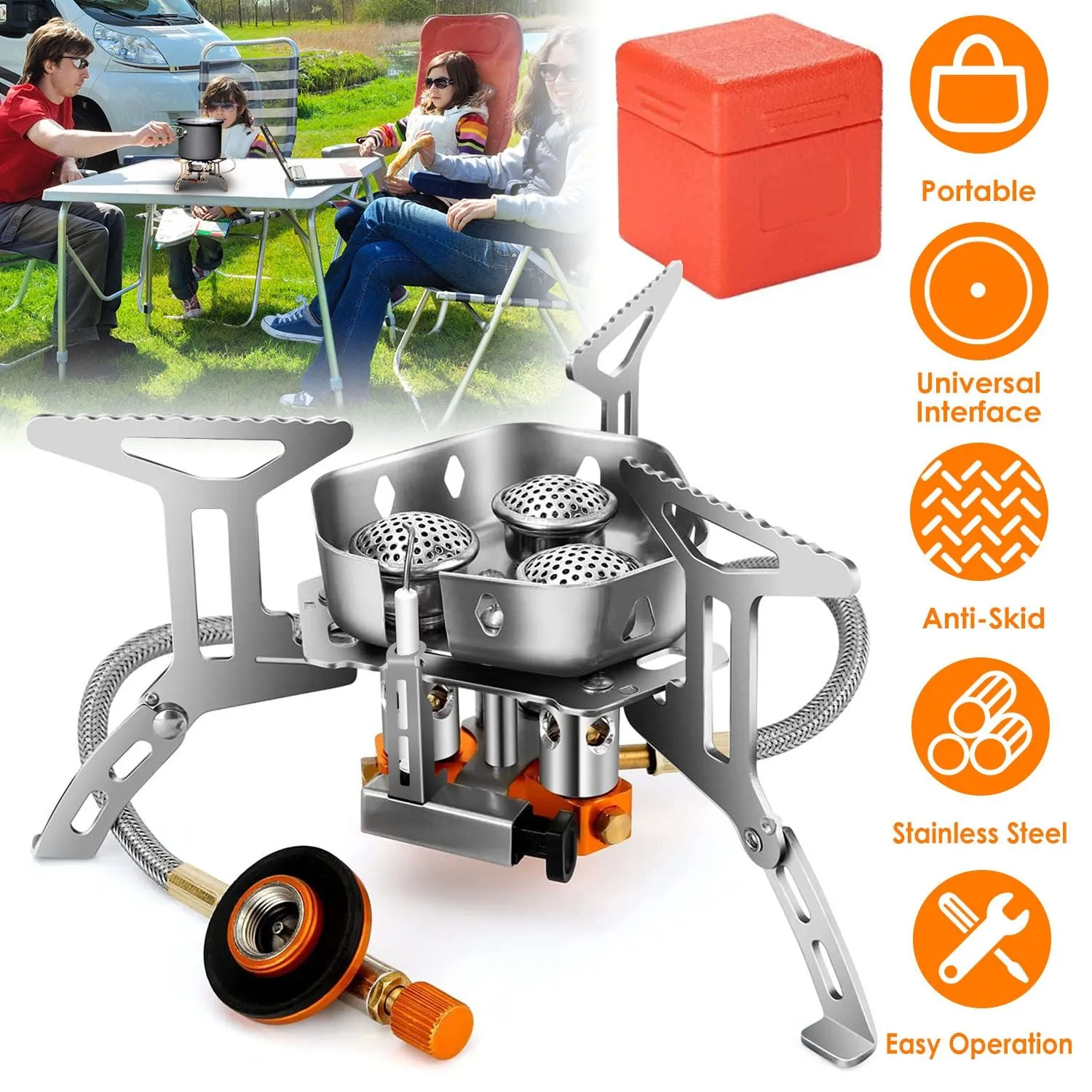 4000W Portable Gas Camping Stove with Carrying Case