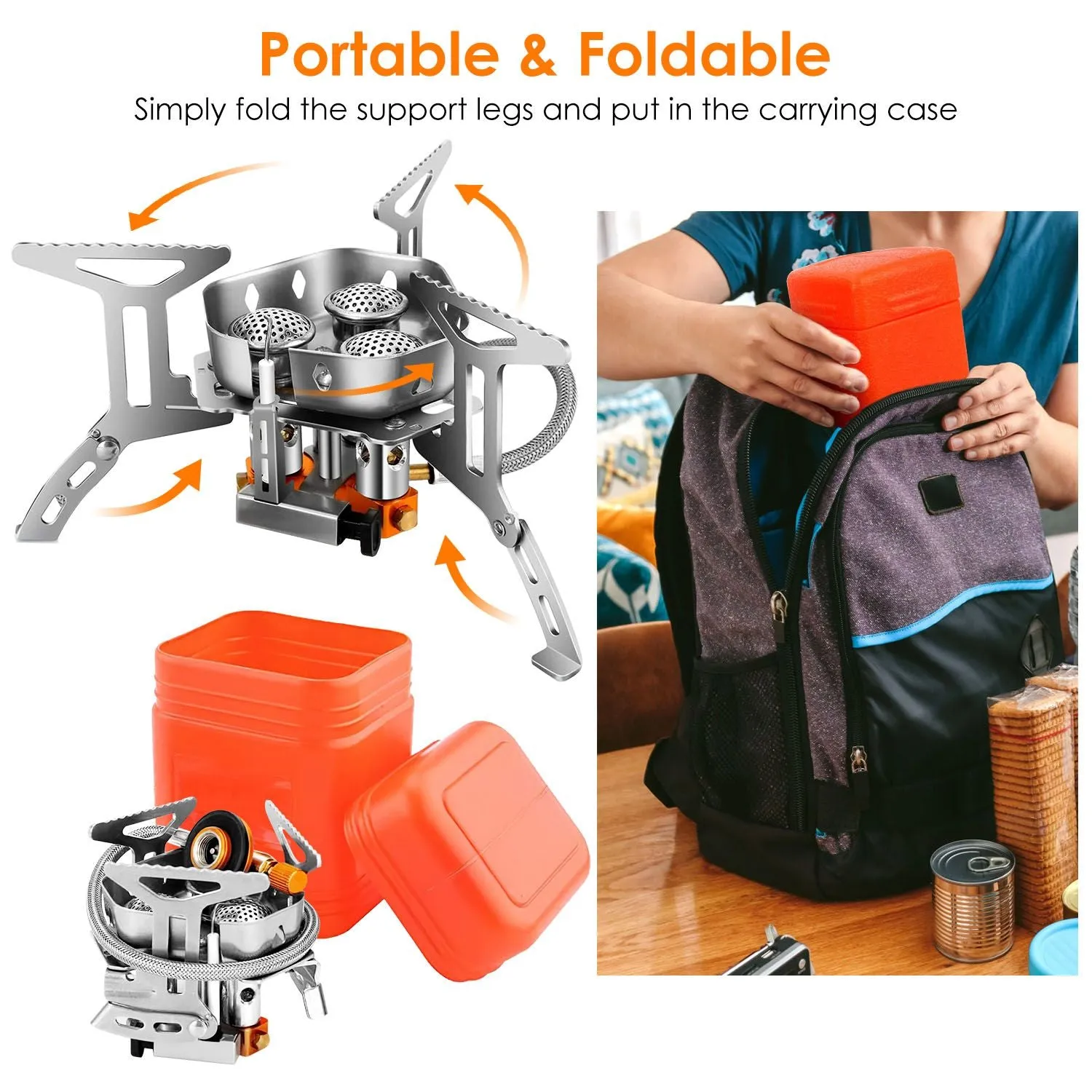 4000W Portable Gas Camping Stove with Carrying Case