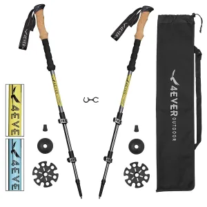4EVER Outdoor Trekking Poles - Best Collapsible Ultralight Aluminum 7075 Hiking Sticks Walking Stick with Strong Aluminum Quick Lock, Tips, Bag and...