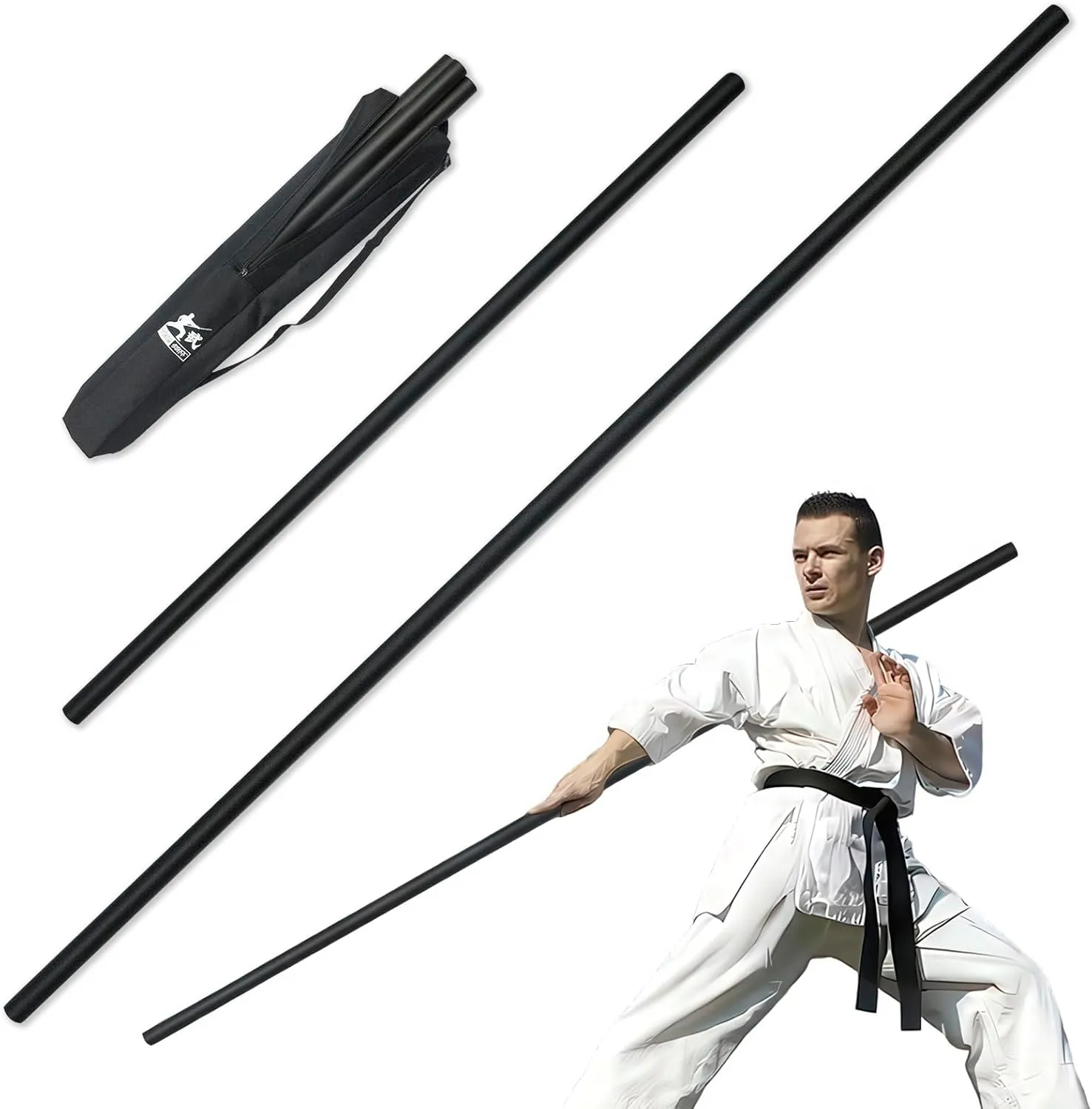 4ft & 6ft Collapsible Bo Staff – Foam-Padded Martial Arts Training Staff for Safe Practice, Portable Design with Carry Bag