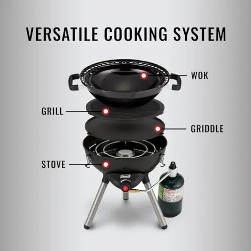 4n1 Portable Propane Camping Stove with Stove,Wok,Griddle & Grill