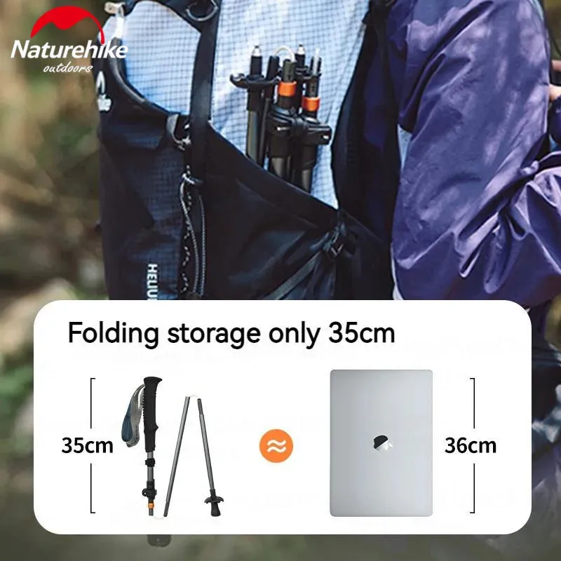 5-Section Carbon Fiber Collapsible Telescopic Trekking Poles - Lightweight Walking Hiking Stick