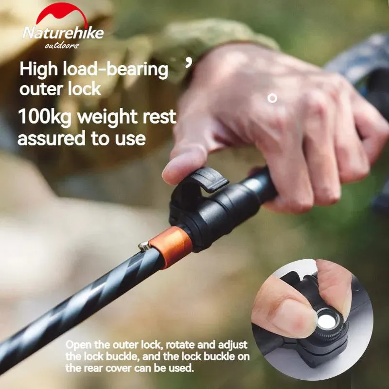 5-Section Carbon Fiber Collapsible Telescopic Trekking Poles - Lightweight Walking Hiking Stick