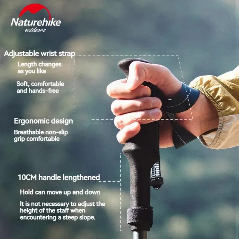 5-Section Carbon Fiber Collapsible Telescopic Trekking Poles - Lightweight Walking Hiking Stick