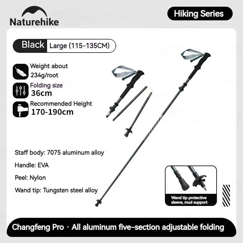 5-Section Carbon Fiber Collapsible Telescopic Trekking Poles - Lightweight Walking Hiking Stick
