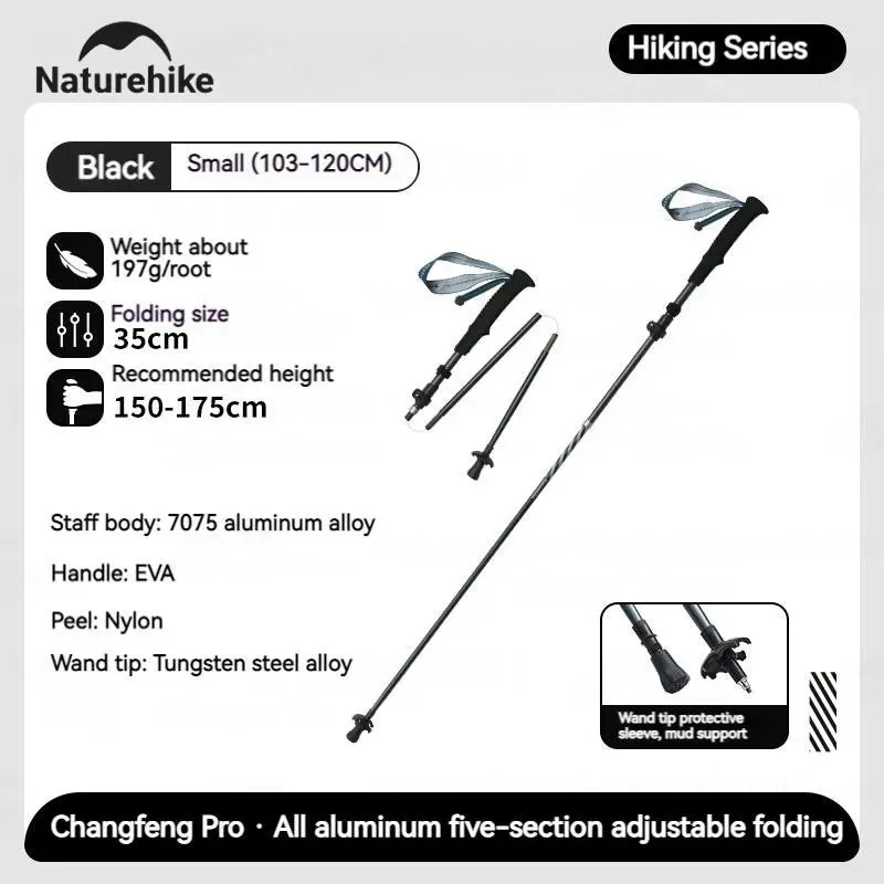 5-Section Carbon Fiber Collapsible Telescopic Trekking Poles - Lightweight Walking Hiking Stick
