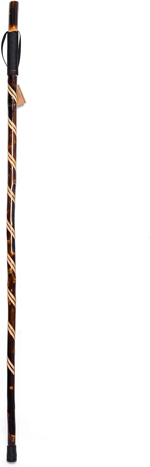 55 Handcrafted Wood Hiking Stick - Waterproof Coating - FOREST PILOT