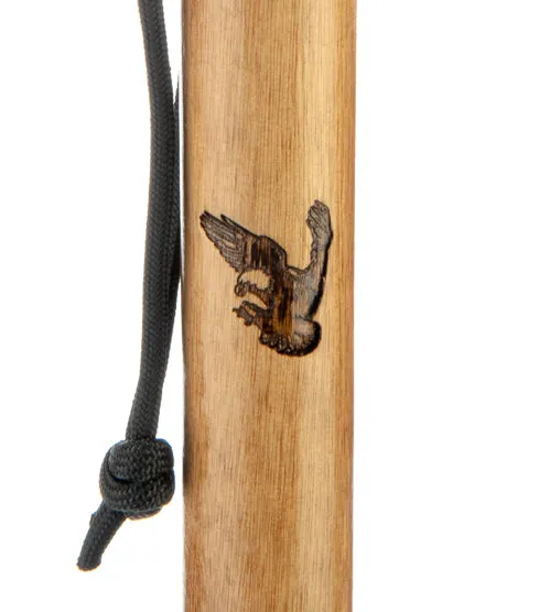 55" Assorted Hiking Sticks Burnt Animal & Plain, Rubber Cover, Iron Tip, Paracord Hand Strap