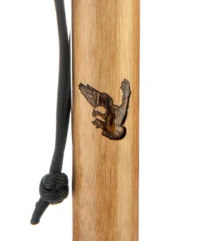 55" Assorted Hiking Sticks Burnt Animal & Plain, Rubber Cover, Iron Tip, Paracord Hand Strap