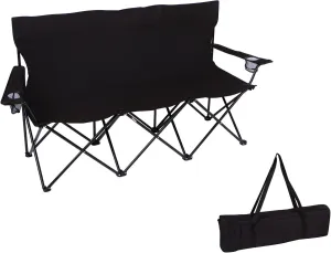 65" Triple Style Tri Camp Chair with Steel Frame and Carry Bag by Trademark Innovations (Black)