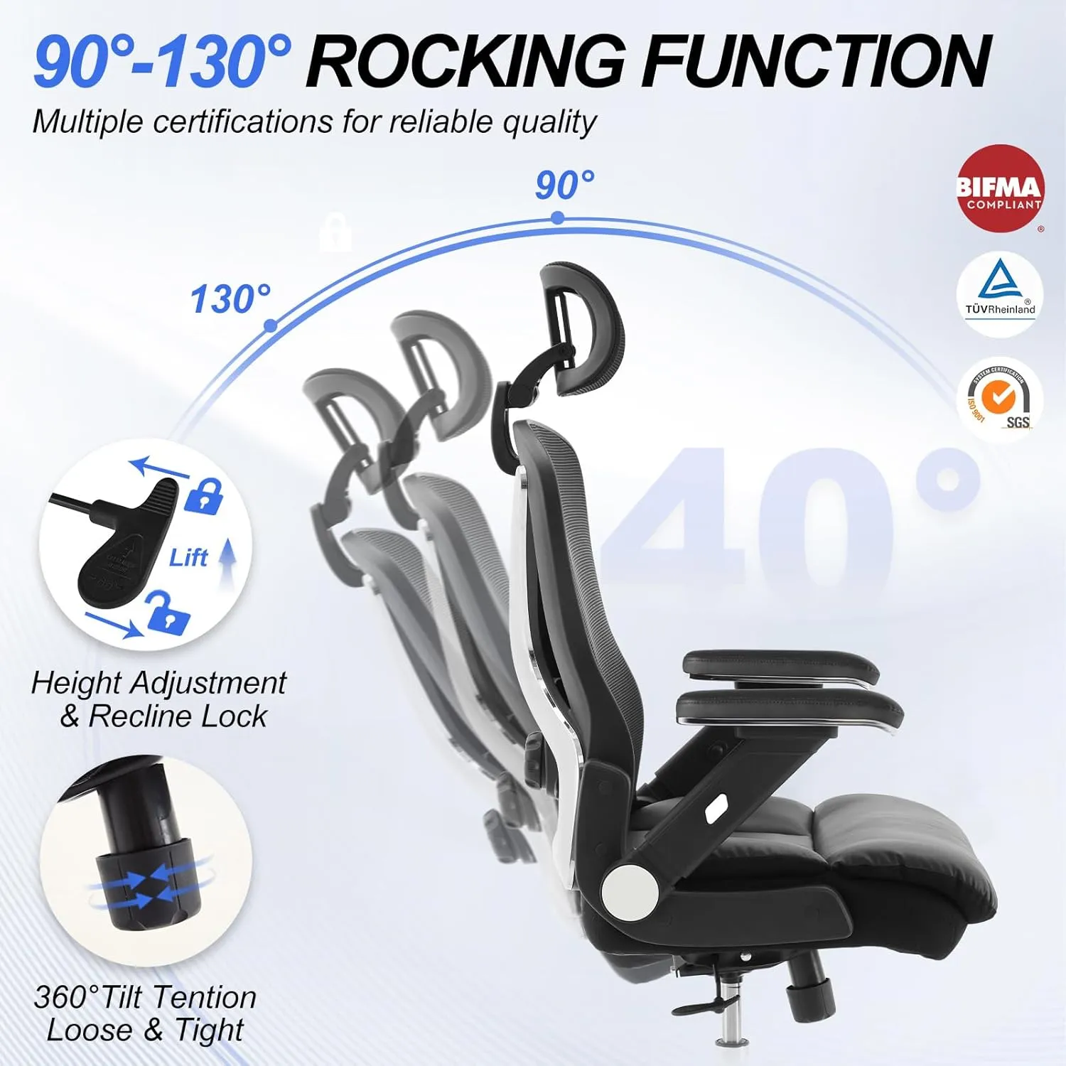 750lbs Ergonomic Office Chair,Upgrade Big and Tall Office Chairs for Heavy People,Mesh High Back Desk Chair with 5D Flip Arms Large Wheels,Adjustable Headrest & Lumbar Support,Wide Chairs