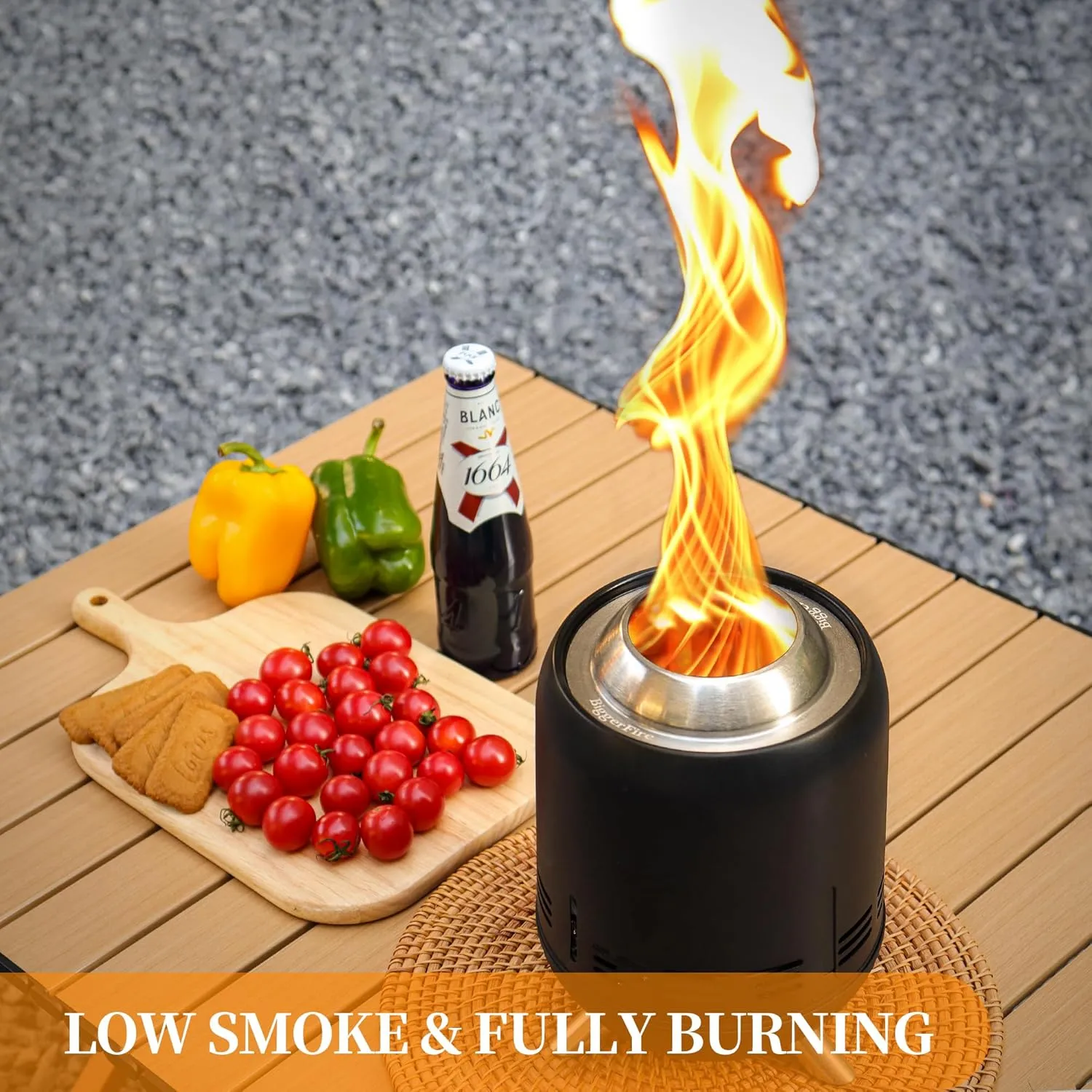 9" Portable Table Top Fire Pit, Tabletop Smokeless Fire Pit, Low Smoke Burning Mini Outdoor Stove Firepit Fueled by Pellets or Wood for Camping Patio Backyard, with Travel Bag,23.2x16.3cm