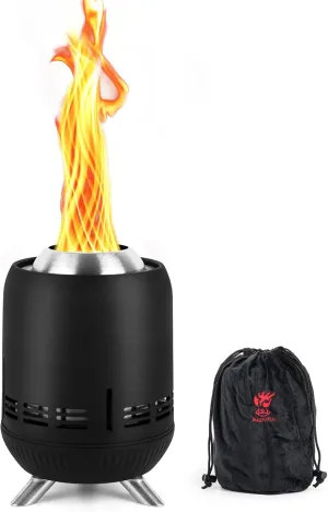 9" Portable Table Top Fire Pit, Tabletop Smokeless Fire Pit, Low Smoke Burning Mini Outdoor Stove Firepit Fueled by Pellets or Wood for Camping Patio Backyard, with Travel Bag,23.2x16.3cm