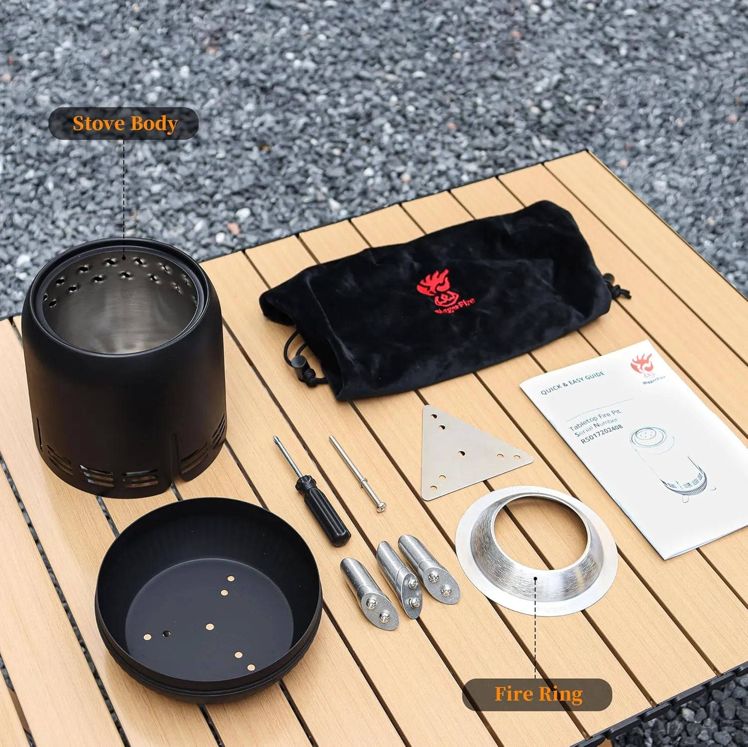 9" Portable Table Top Fire Pit, Tabletop Smokeless Fire Pit, Low Smoke Burning Mini Outdoor Stove Firepit Fueled by Pellets or Wood for Camping Patio Backyard, with Travel Bag,23.2x16.3cm