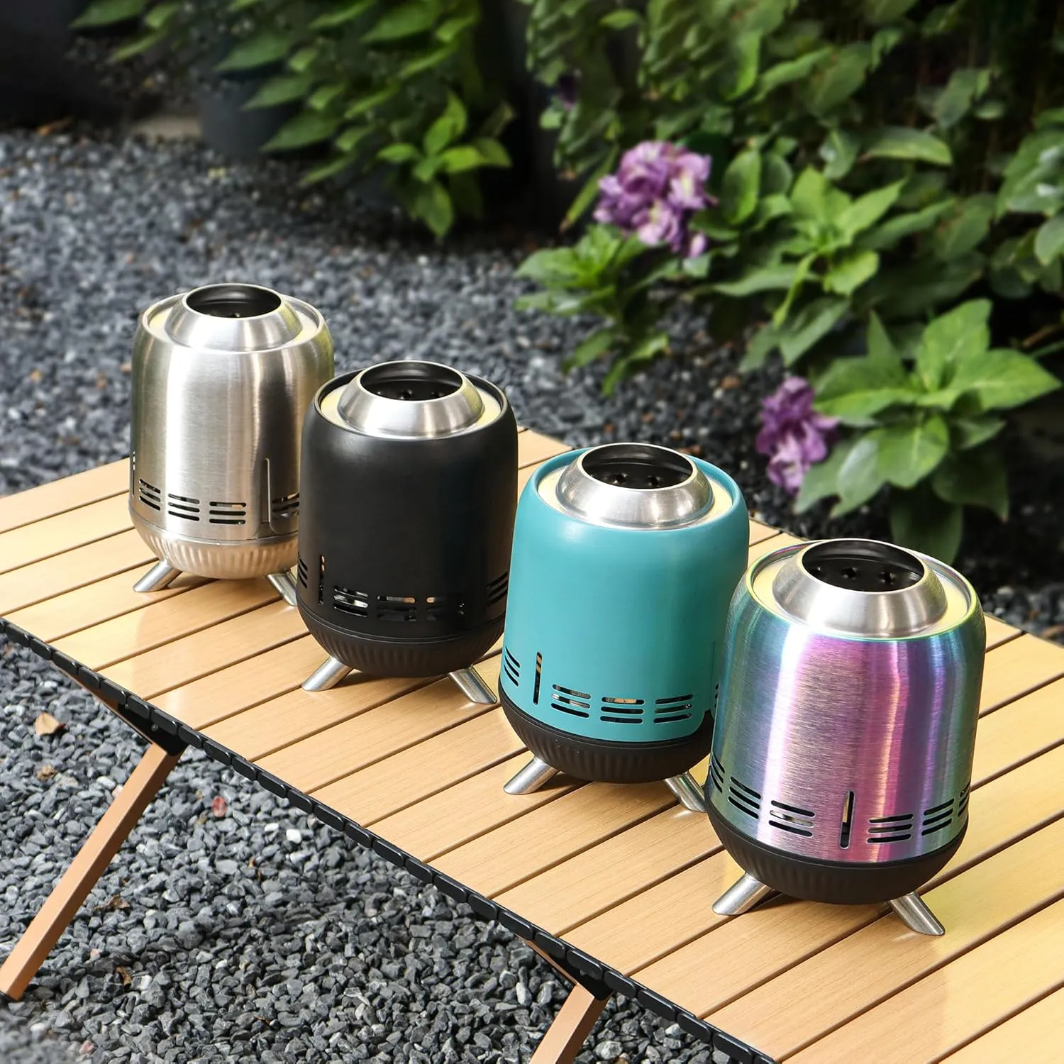9" Portable Table Top Fire Pit, Tabletop Smokeless Fire Pit, Low Smoke Burning Mini Outdoor Stove Firepit Fueled by Pellets or Wood for Camping Patio Backyard, with Travel Bag,23.2x16.3cm