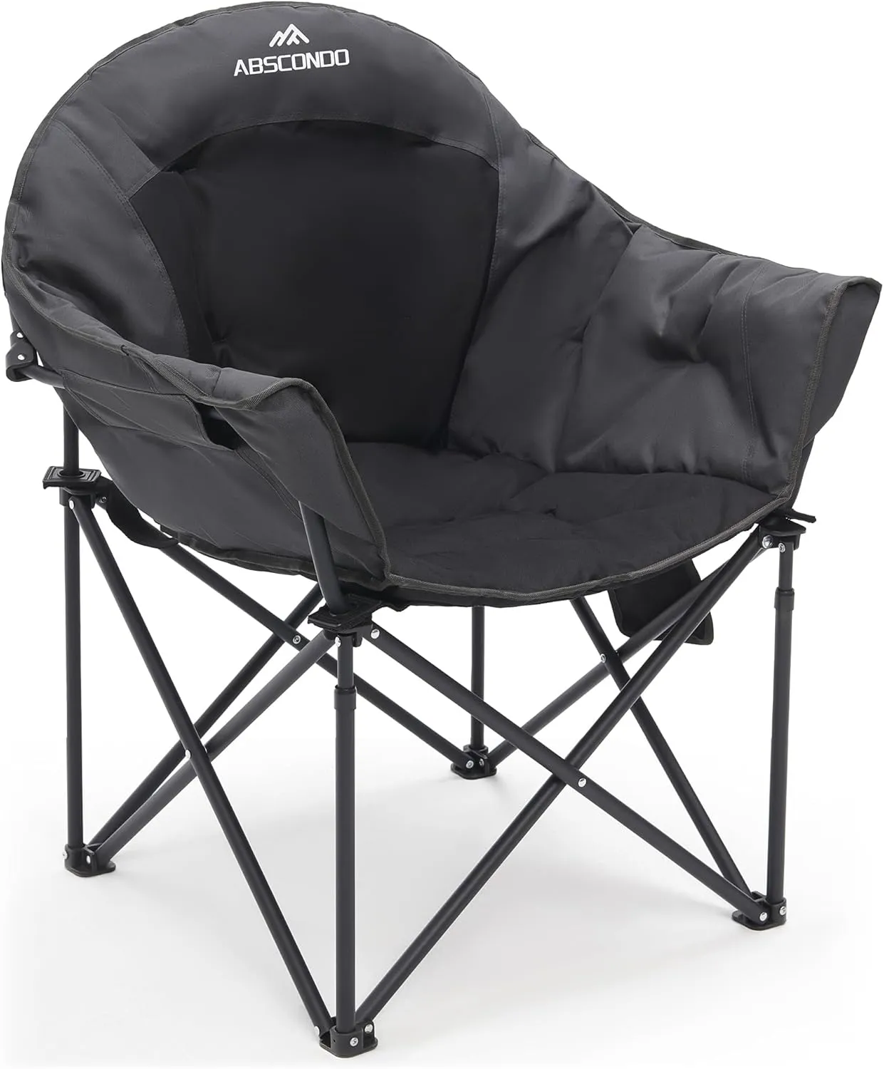 ABSCONDO Camping Chairs, Padded Camp Chairs for Heavy People, Oversize Outdoor Folding Chairs with Adjustable Angled Backrest, Lawn Chairs Folding Supports up to 350lbs