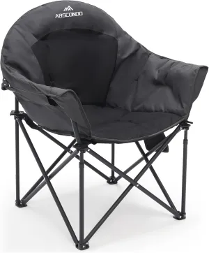 ABSCONDO Camping Chairs, Padded Camp Chairs for Heavy People, Oversize Outdoor Folding Chairs with Adjustable Angled Backrest, Lawn Chairs Folding Supports up to 350lbs