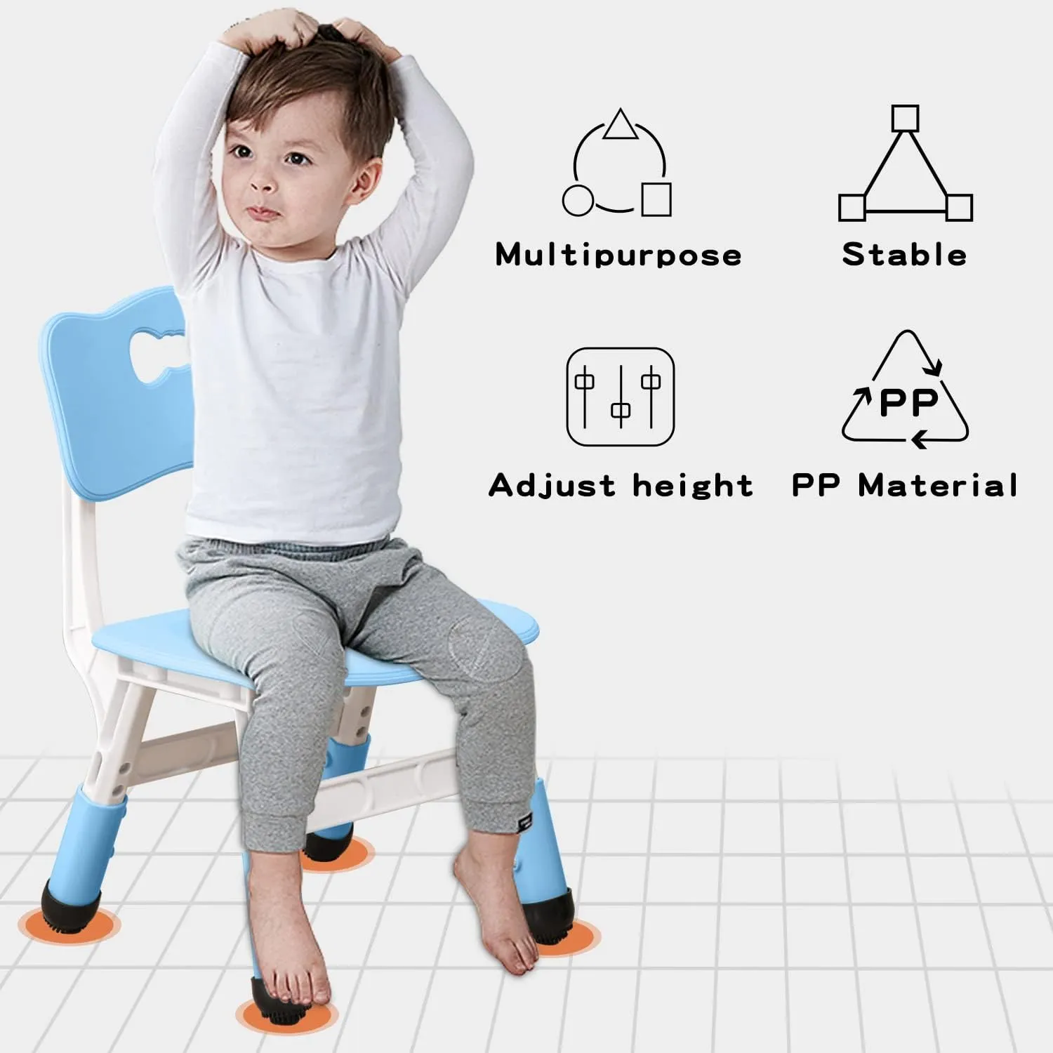 Adjustable Kid Chairs Indoor 3 Level Adjustable Suitable for Children Age 2-6. Maximum load-bearing 220LBS Suitable for Family Classroom and Nursery Child Seat Set (2-Pack-Blue)