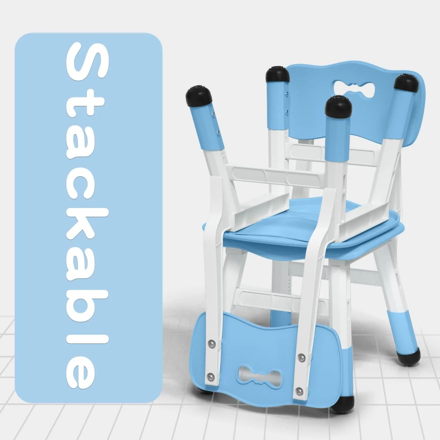 Adjustable Kid Chairs Indoor 3 Level Adjustable Suitable for Children Age 2-6. Maximum load-bearing 220LBS Suitable for Family Classroom and Nursery Child Seat Set (2-Pack-Blue)