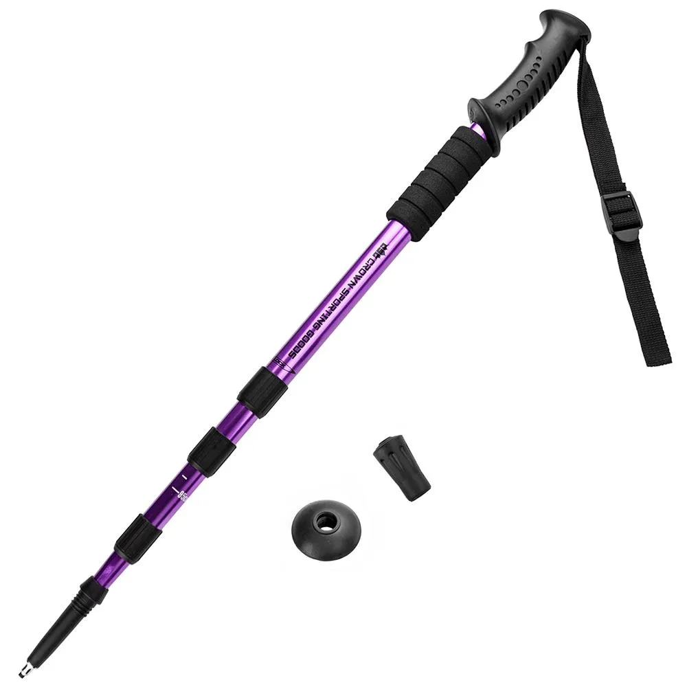 Adjustable Trekking Pole - Shock Resistant, Includes 3 Tips