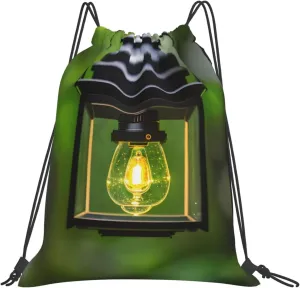 Adult Swimming Sackpack, Firefly and Lantern Print Drawstring Gym Bag,Water Resistant Sports Bag for Men and Women