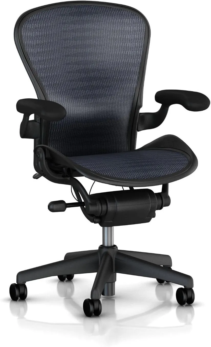 Aeron Chair by Herman Miller - Basic - Graphite Frame - True Black Size B Open Box