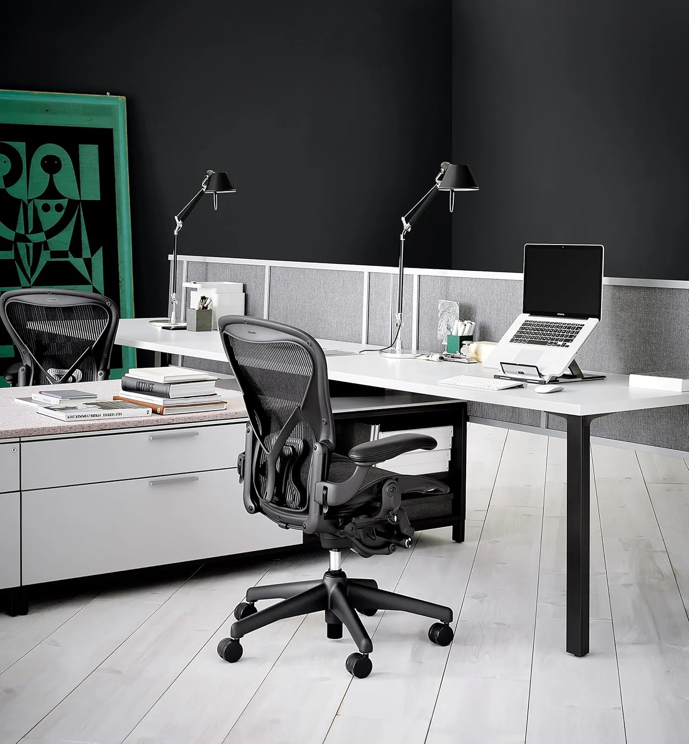 Aeron Chair by Herman Miller - Basic - Graphite Frame - True Black Size B Open Box