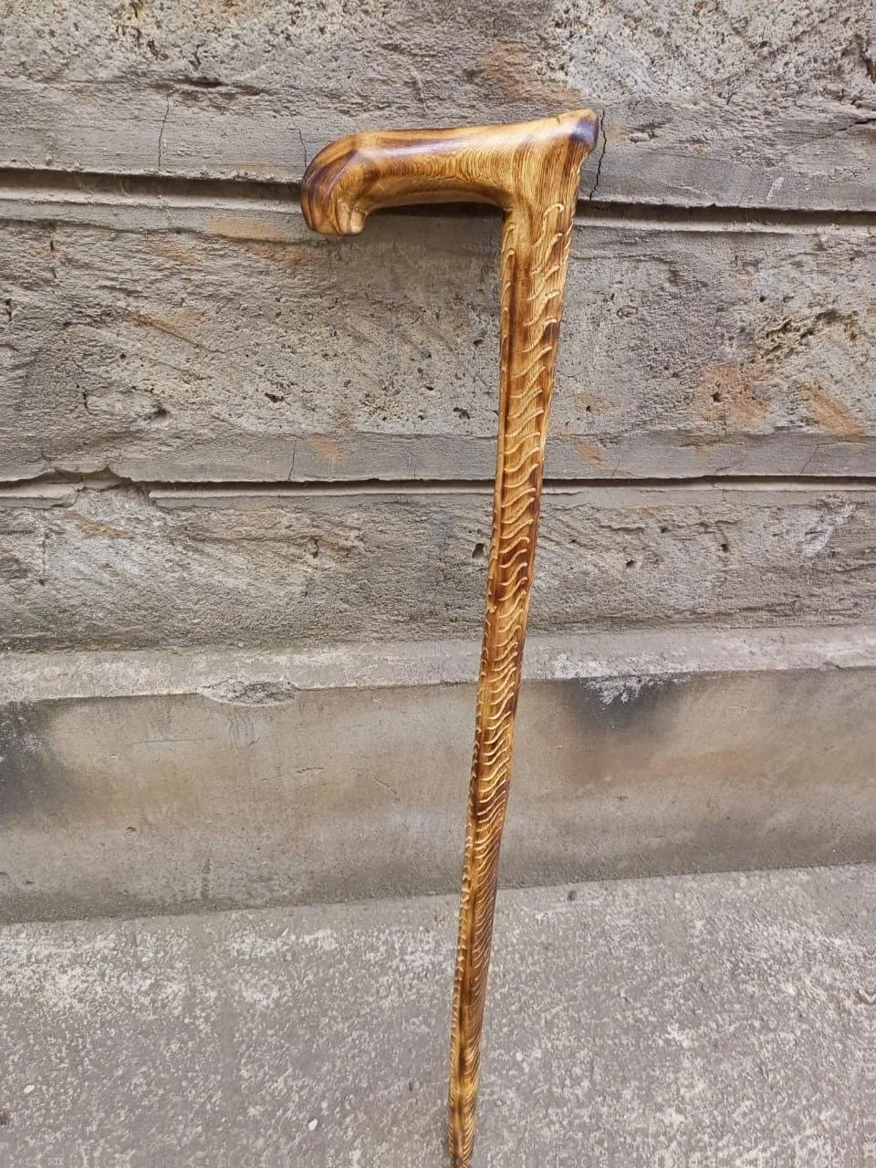 African Handcrafted Wooden Walking Stick/Authentic Tribal Hiking Staff/Artisan Wooden Walking Stick with Tribal Designs/Wooden Walking Cane