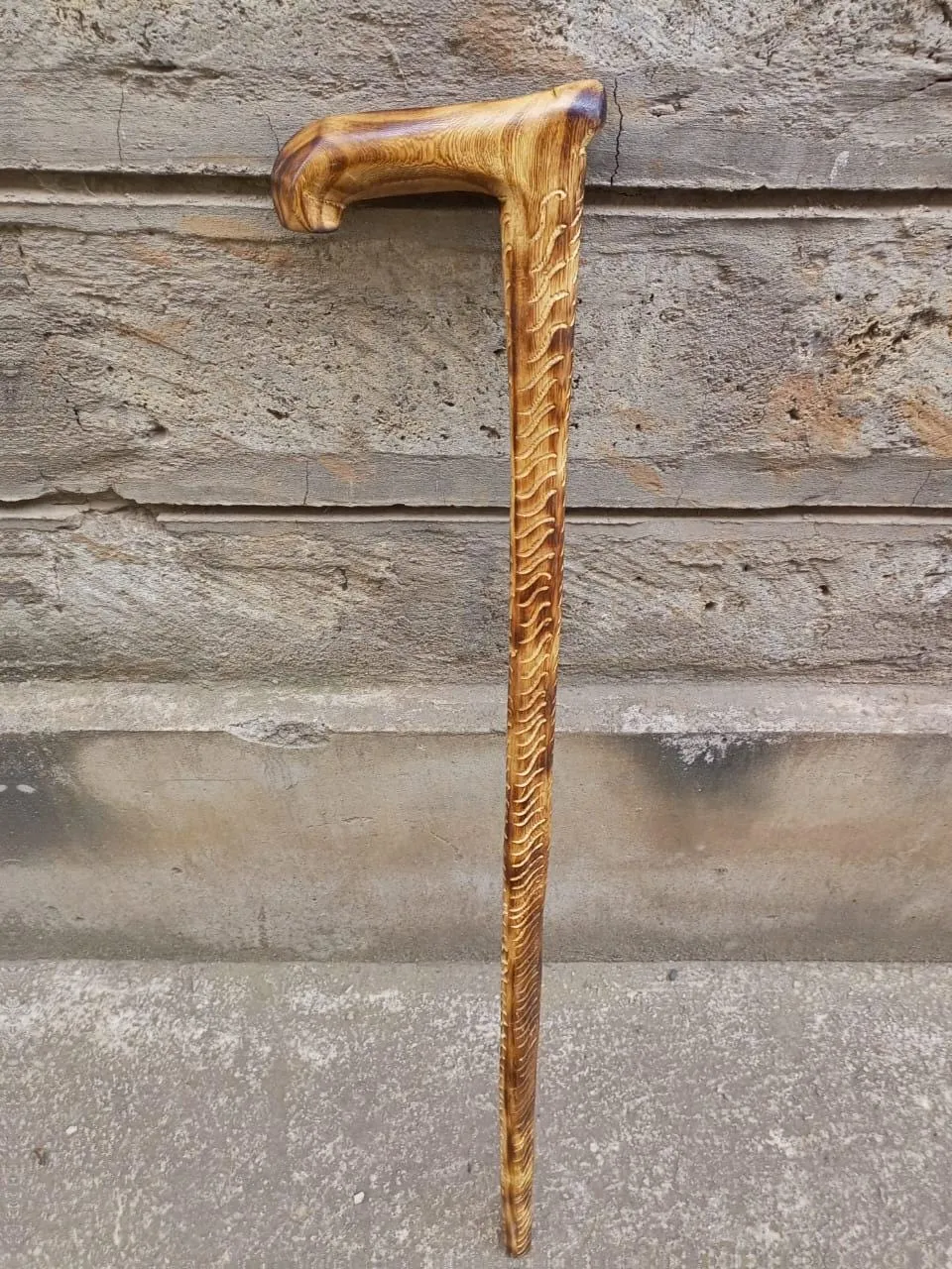 African Handcrafted Wooden Walking Stick/Authentic Tribal Hiking Staff/Artisan Wooden Walking Stick with Tribal Designs/Wooden Walking Cane