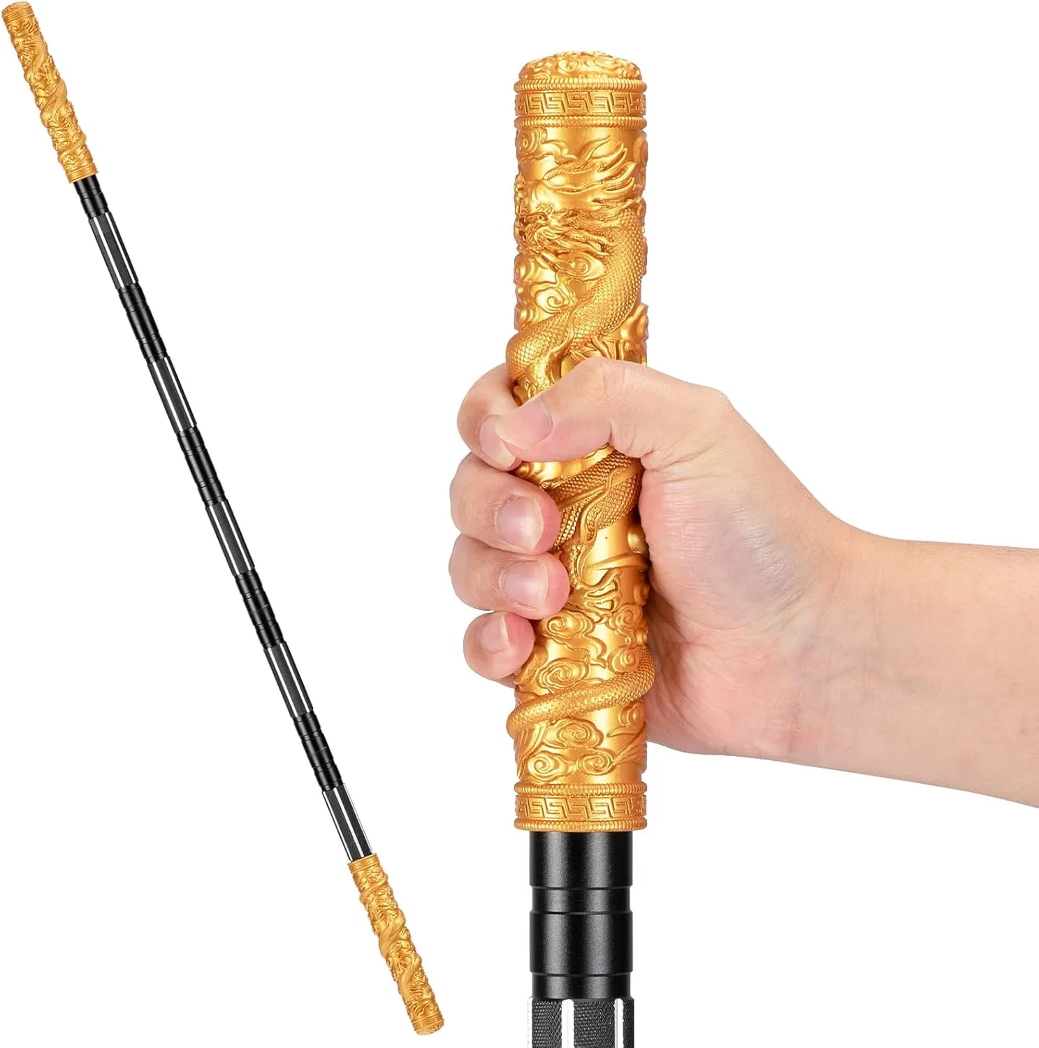 aiGear Tactical Hiking Stick, 53-Inch Walking Staff with Black Myth Wukong Handle Extension, Ruyi Jingu Bang Monkey King Staff for Cosplay & Hiking