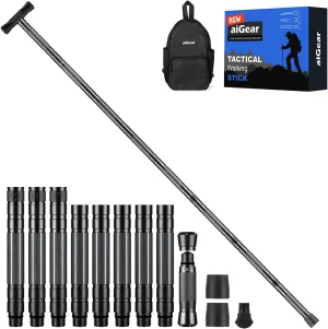 aiGear Walking Stick - Upgraded Aluminum Hiking Poles with Adjustable Height, Outdoor 8 Tubes Walking Sticks for Hiking Trekking Men Women