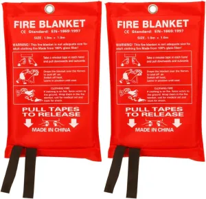 Aksipo Fire Blanket - Fiberglass Fire Emergency Suppression Blanket, Flame Retardant, Emergency Survival Safety Cover for Kitchen, Home, Car, Office, Warehouse, 2 Pack (39.3x39.3 inch)