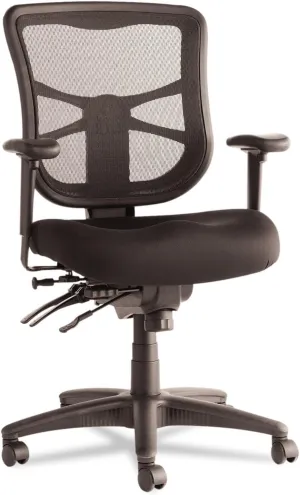 Alera ALEEL42ME10B 17.7 in. to 21.4 in. Seat Height Elusion Series Mesh Mid-Back Prem Fabric Multifunction Chair Supports Up to 275 lbs. - Black