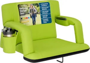 Alpcour Reclining Stadium Seat – Wide Bleacher Chair with Back Support and Cushion, Armrests, Side Pockets, and Bleachers Hook – Best Stadium Seats Chairs for Camping, Kayak, & Paddle Board Backs