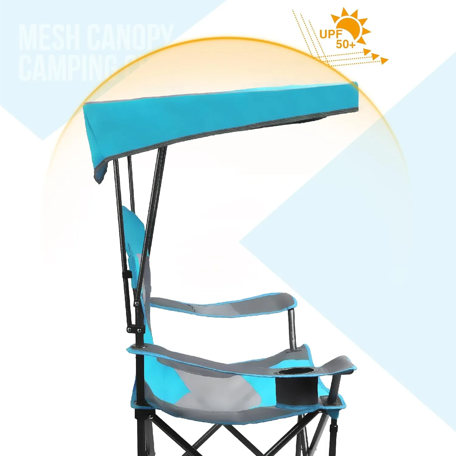 ALPHA CAMP Heavy Duty Canopy Lounge Chair Sunshade Hiking Travel Chair with Cup Holder