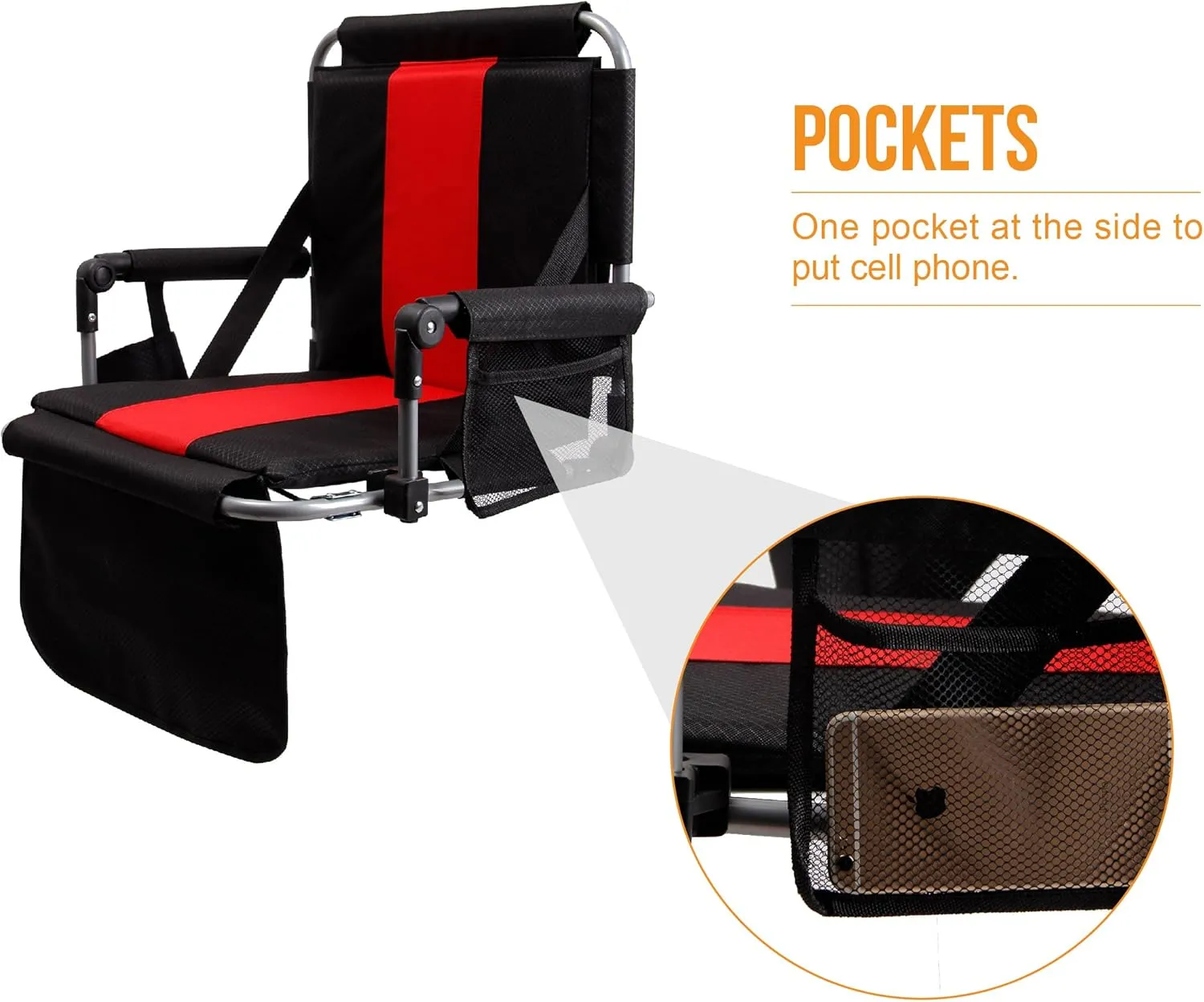 ALPHA CAMP Stadium Seat Chair for Bleachers with Back & Arm Rest