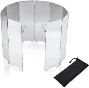 Anti Splatter Shield Folding Outdoor Stove Windscreen, Aluminum Camping Stove Windshield with Carrying Bag, 10 Plates Windshield for Camping Picnic Cooking Guard Oil Splatter Screen