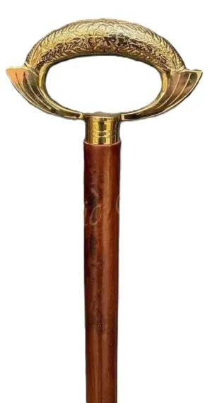 Antique Golden Victorian Head Handle Brass Walking Stick - Vintage Designer Wooden Walking Cane/Stick - Premium Foldable Brass Walking Cane For Men, Women, Hiking, Camping, Senior, Elderly Gift
