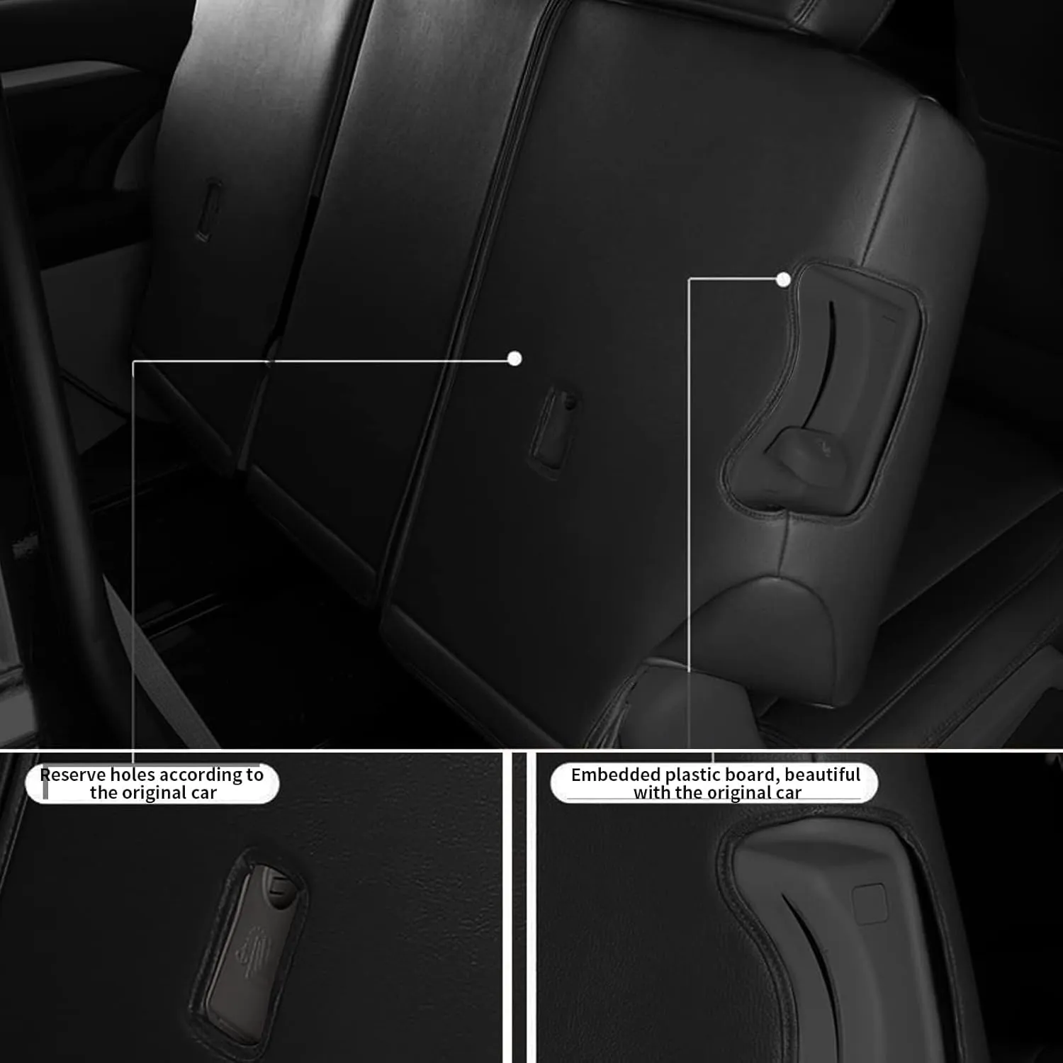 AOMSAZTO Custom Fit Car Seat Covers for Toyota Highlander 2020 2021 2022 2023 2024 2025 - (Three-Rows 8 Seats,Second Row 40/60 Split) Faux Leather Black