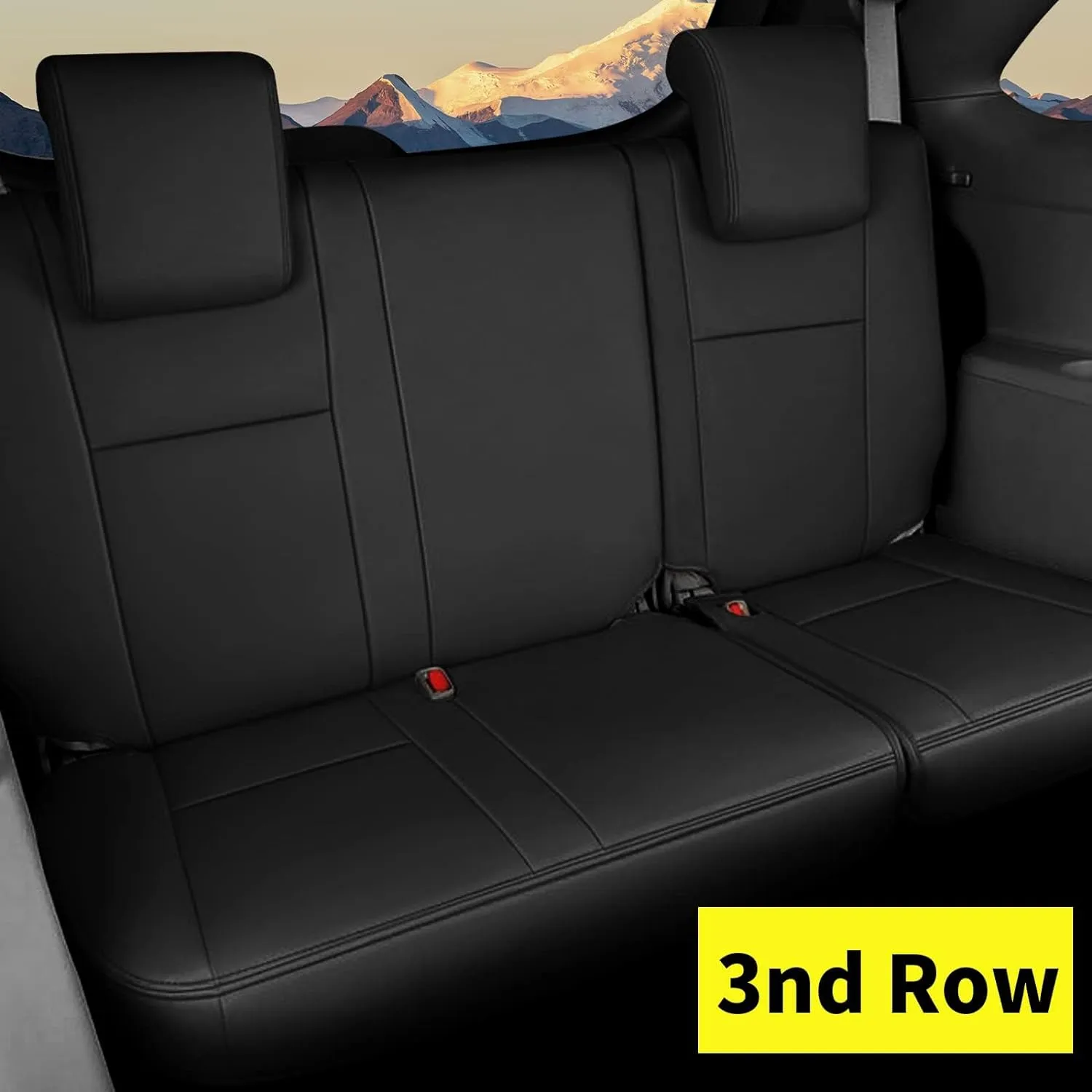 AOMSAZTO Custom Fit Car Seat Covers for Toyota Highlander 2020 2021 2022 2023 2024 2025 - (Three-Rows 8 Seats,Second Row 40/60 Split) Faux Leather Black