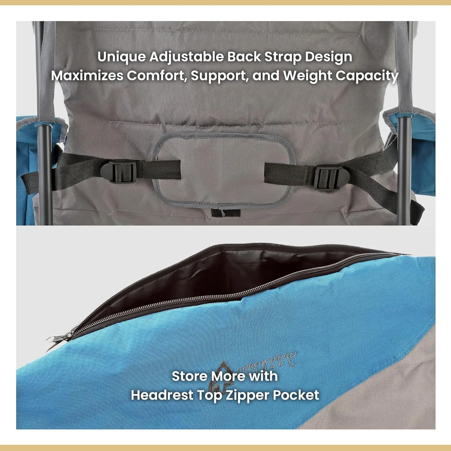 ARROWHEAD OUTDOOR 2-Pack Oversized XXL Portable Folding Camp Chair w/Glass & Cup Holders, Armrest Cooler, Heavy Duty Carry Bag, 600 lbs Weight Capacity