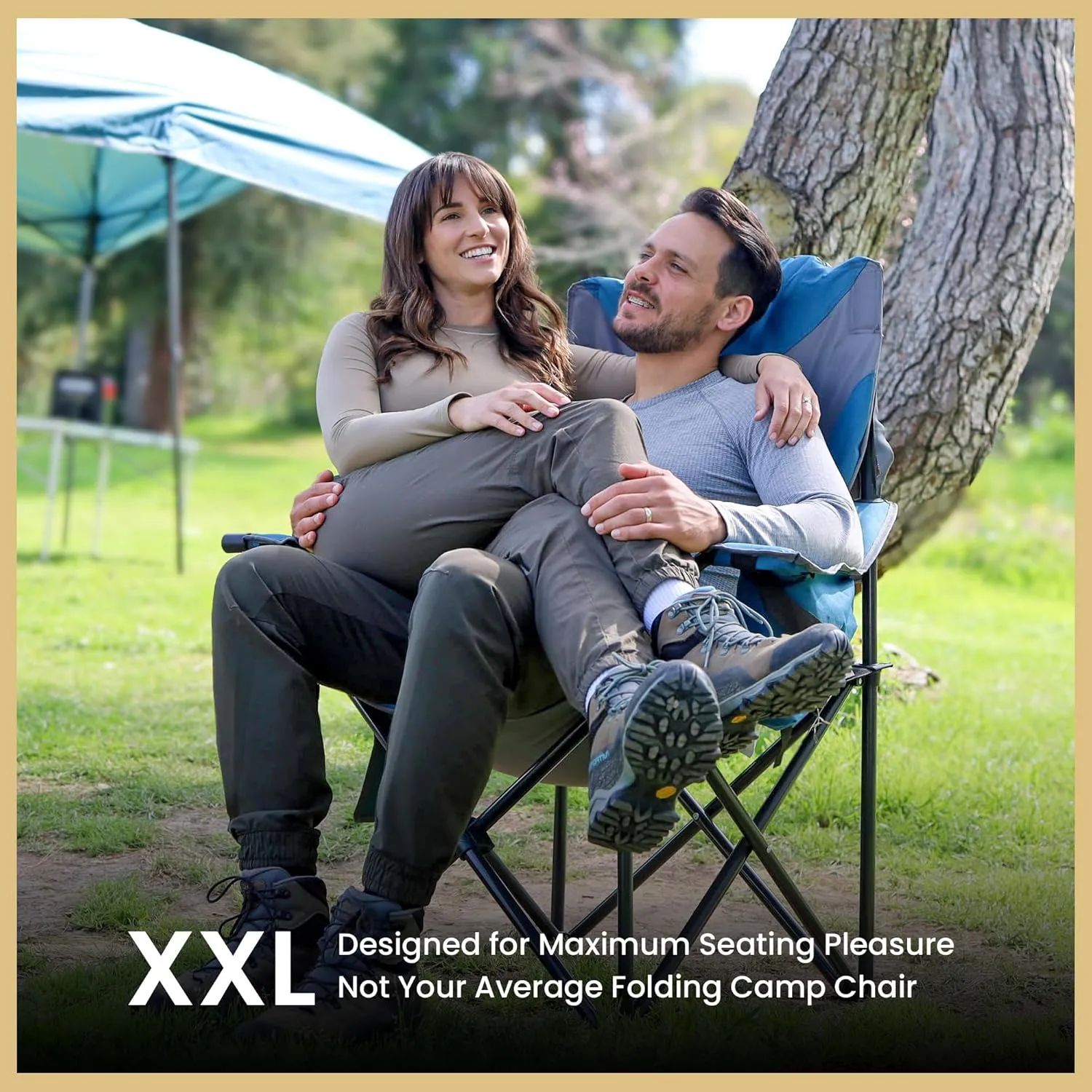 ARROWHEAD OUTDOOR 2-Pack Oversized XXL Portable Folding Camp Chair w/Glass & Cup Holders, Armrest Cooler, Heavy Duty Carry Bag, 600 lbs Weight Capacity