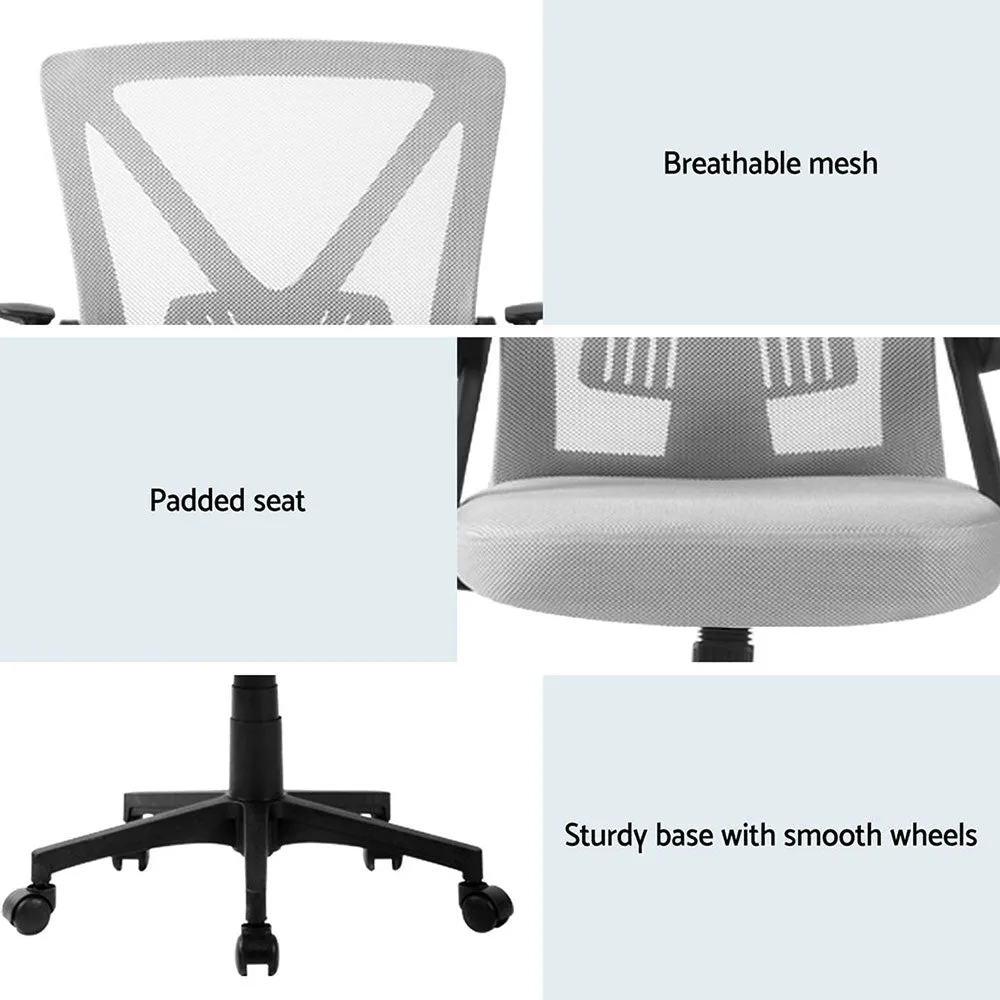 Artiss 2x Mesh Office Chair Mid Back Grey