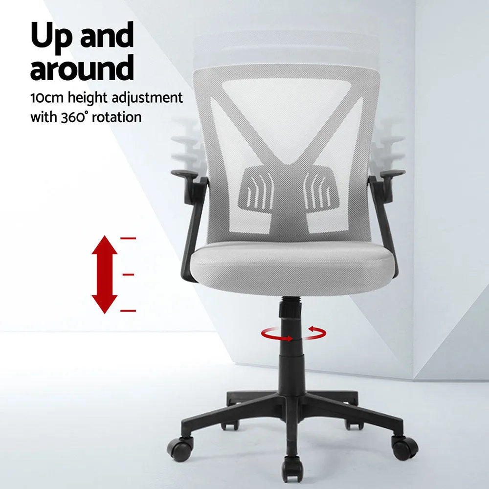 Artiss 2x Mesh Office Chair Mid Back Grey