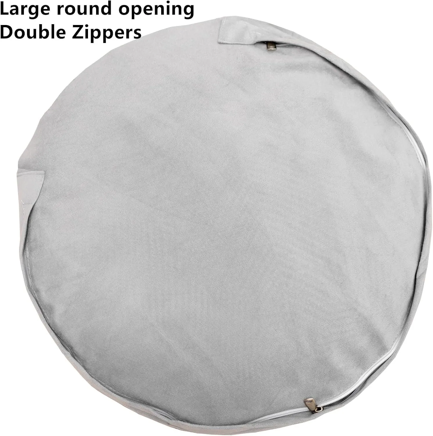 Asuprui Ottoman Pouf Unstuffed Pouf Ottoman Foot Rest 20x12 Inches Fuzzy Chair Round NO Filler Floor Bean Bag Chair Foot Rest with Storage for Living Room Bedroom Cover ONLY Coffee White